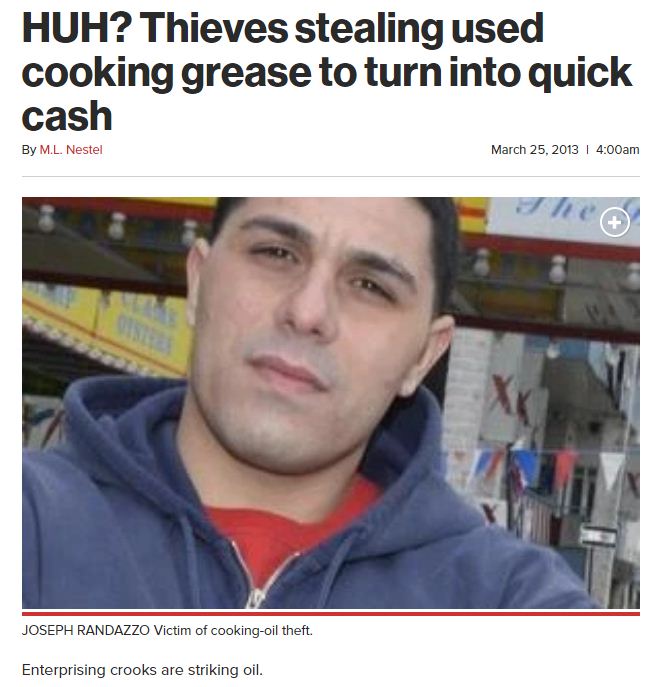HUH? Thieves stealing used cooking grease to turn into quick cash